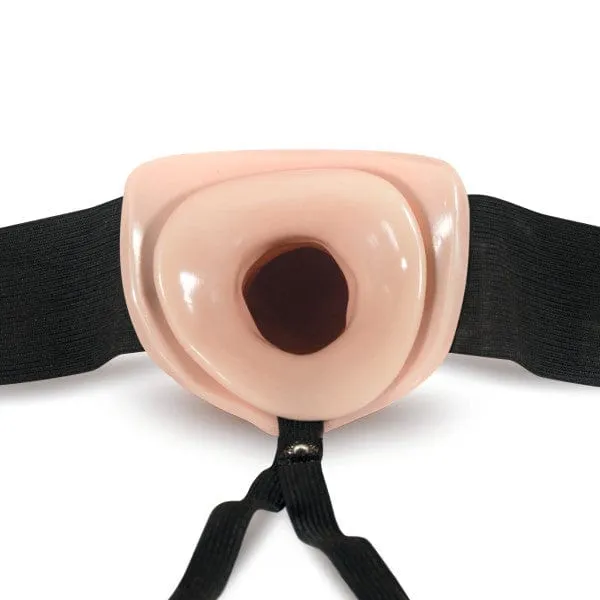Dr Skin 7 Inch Hollow Strapon Dildo Harness Vanilla Blush Female Sex Toys
