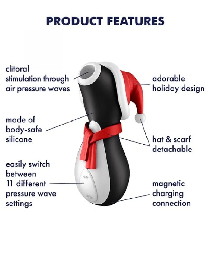 Satisfyer Penguin Holiday Edition Pressure Wave Waterproof Silicone Stimulator Satisfyer Female Sex Toys