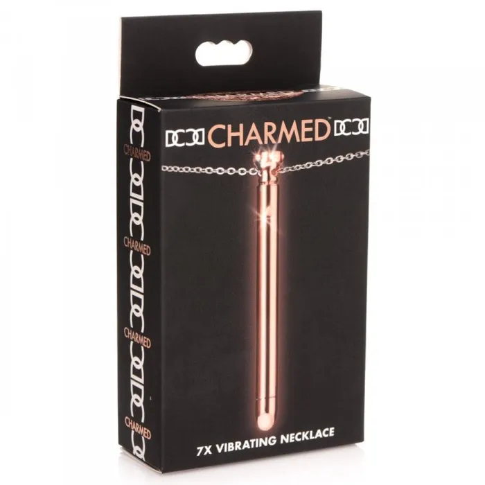 XR Brands Vibrators Charmed 7X Vibrating Necklace Rose Gold