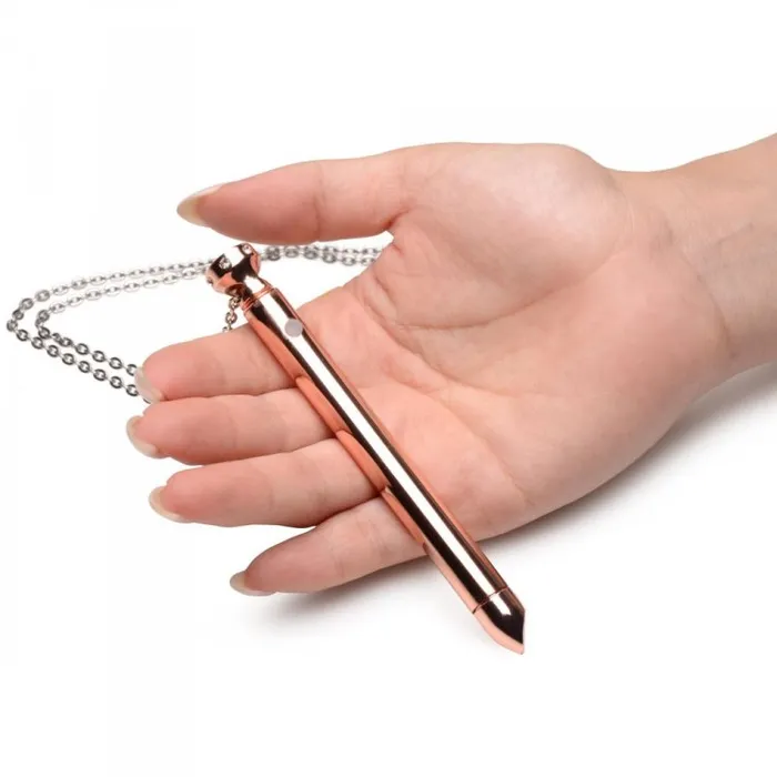 XR Brands Vibrators Charmed 7X Vibrating Necklace Rose Gold