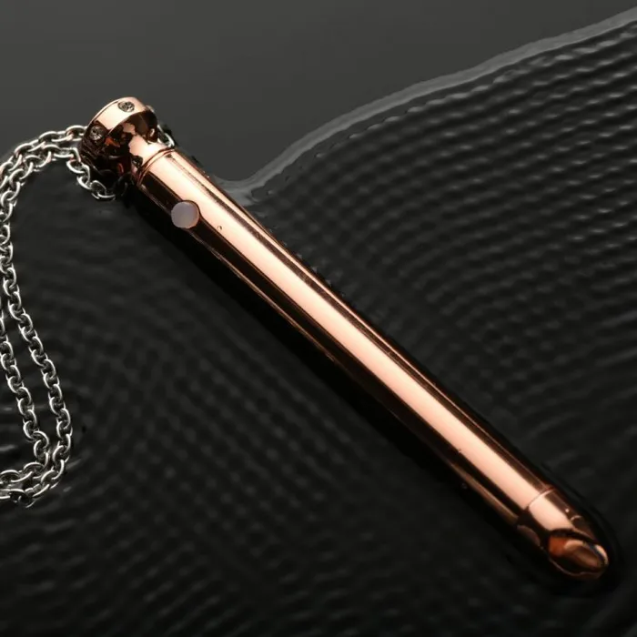 XR Brands Vibrators Charmed 7X Vibrating Necklace Rose Gold