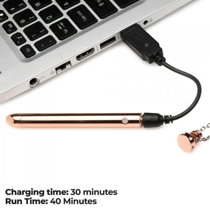 XR Brands Vibrators Charmed 7X Vibrating Necklace Rose Gold