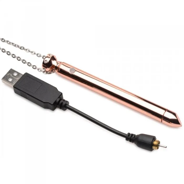 XR Brands Vibrators Charmed 7X Vibrating Necklace Rose Gold