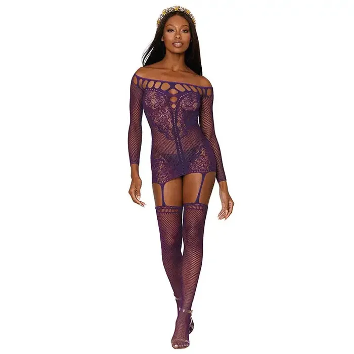 Couples Dreamgirl International Scalloped Lace Garter Dress